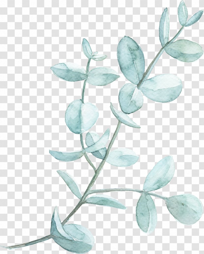 Leaf Watercolor Painting Clip Art - Blue - Green Leaves Transparent PNG