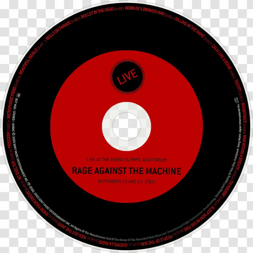 Rage Against The Machine Live At Grand Olympic Auditorium & Rare Battle Of Los Angeles Compact Disc - Watercolor Transparent PNG