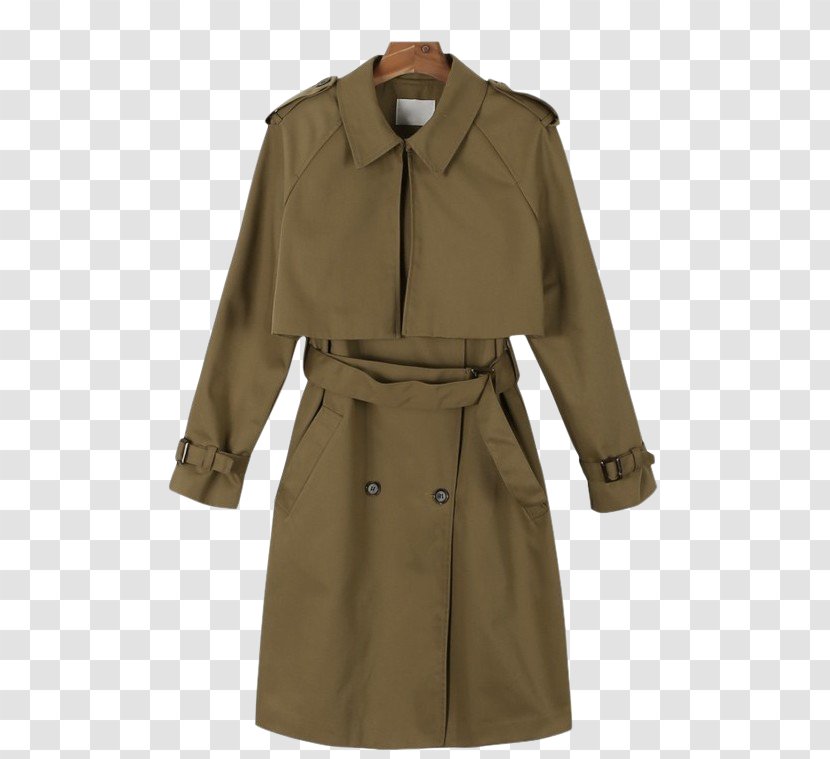 Trench Coat Khaki Overcoat Transparent PNG