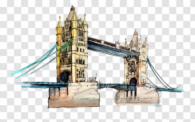 London Paper Sticker Wall Decal Watercolor Painting - Printing Transparent PNG