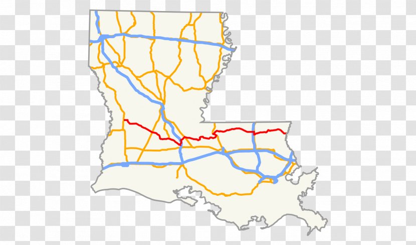 U.S. Route 90 In Louisiana Interstate 10 Highway 1 Map - State - Dividing Line Transparent PNG