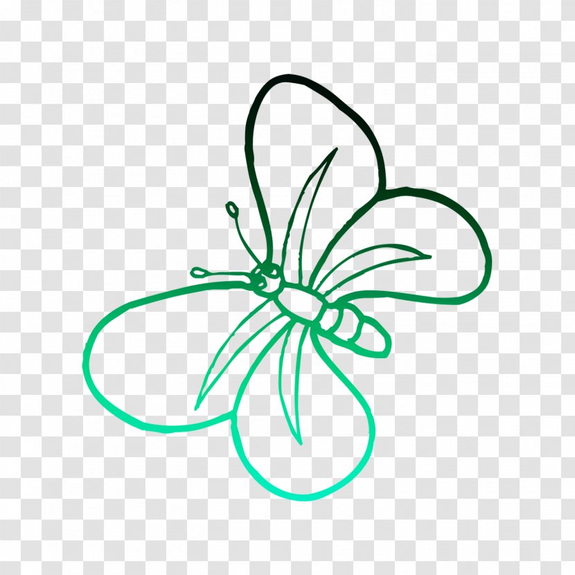 Butterfly Clip Art Leaf Plant Stem Line - Green Transparent PNG