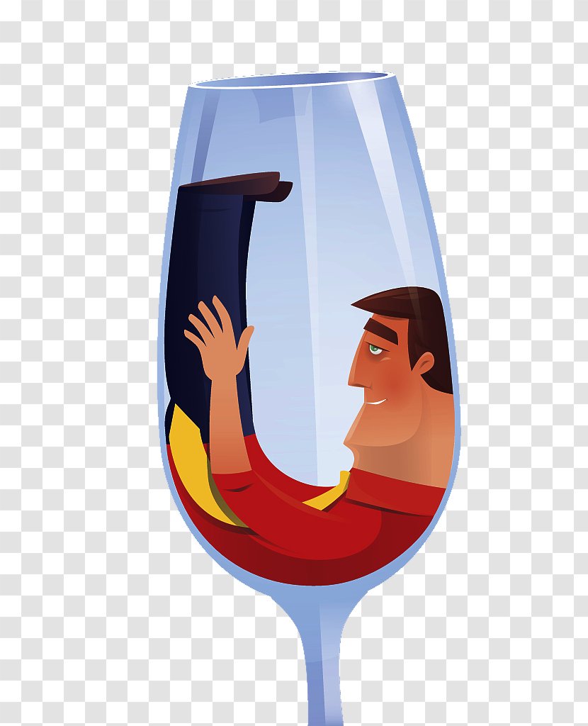 Wine Glass Beer Drink Illustration - Stemware - A Drunken Man. Transparent PNG