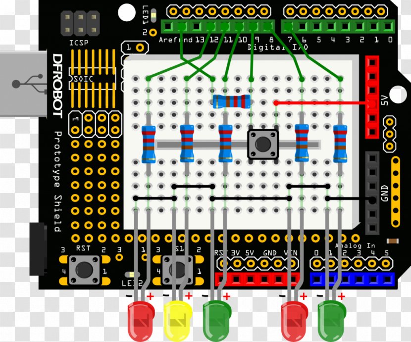 Arduino Prototype RGB Color Model Breadboard Tutorial - Electrical Network - Games Transparent PNG