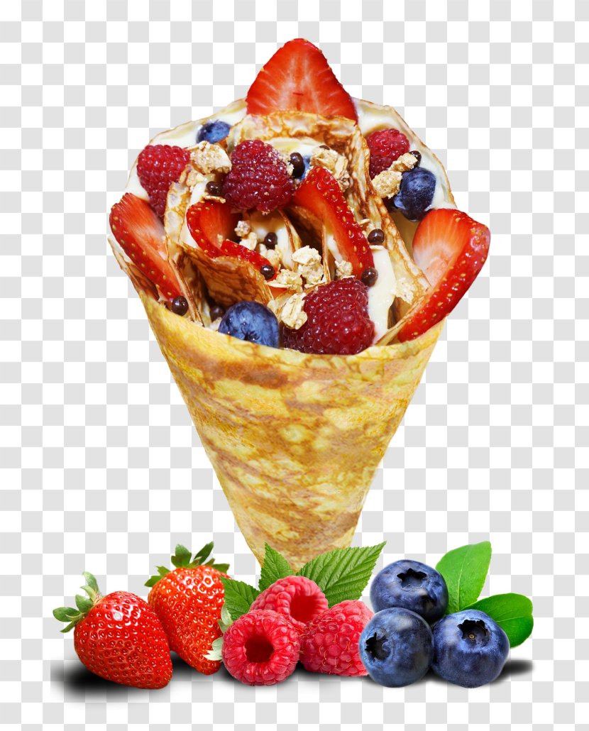 T Swirl Crepe 14 St Ice Cream Take-out T-Swirl - Strawberries Transparent PNG