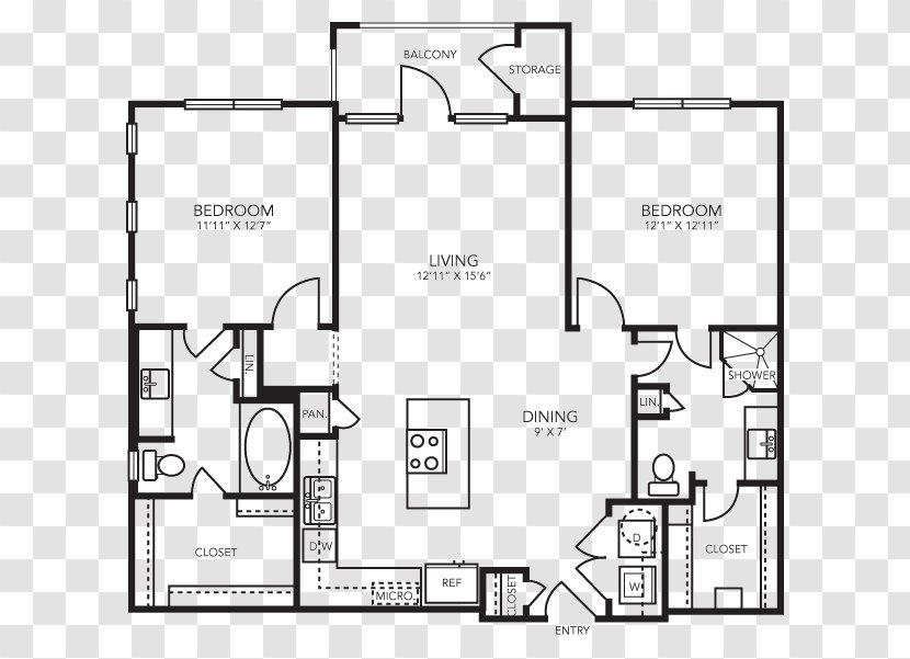 Floor Plan Sevona Avion Apartment Clothes Dryer Bedroom - Renting Transparent PNG