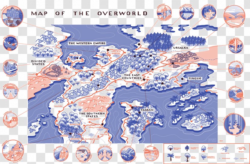 Fantasy Map Overworld Paper Illustration - Diagram - Creative Background Transparent PNG