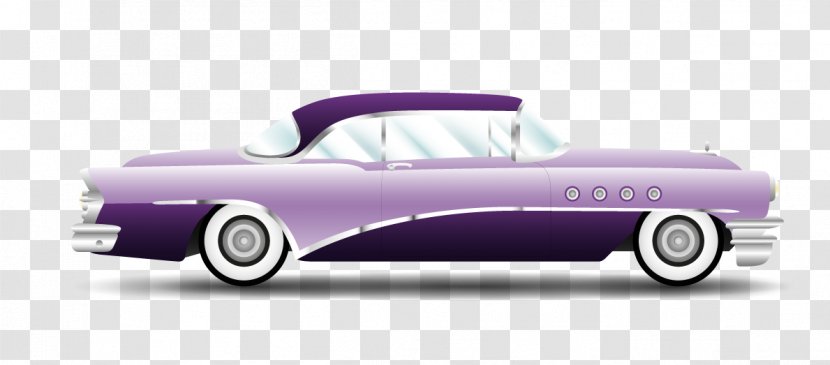 Vector Retro Purple Car - Model - Product Design Transparent PNG