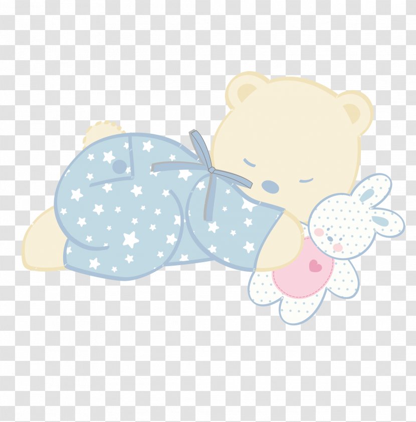 Bear Cartoon Illustration - Flower - Vector Blue Transparent PNG