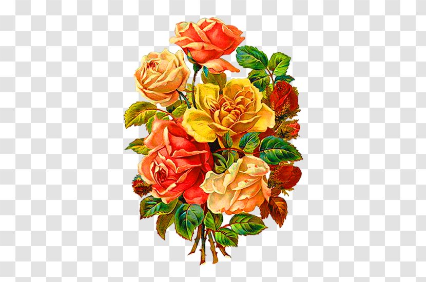 Flower Bouquet Rose Poinsettia Clip Art - Orange - Yellow Simple Decoration Pattern Transparent PNG