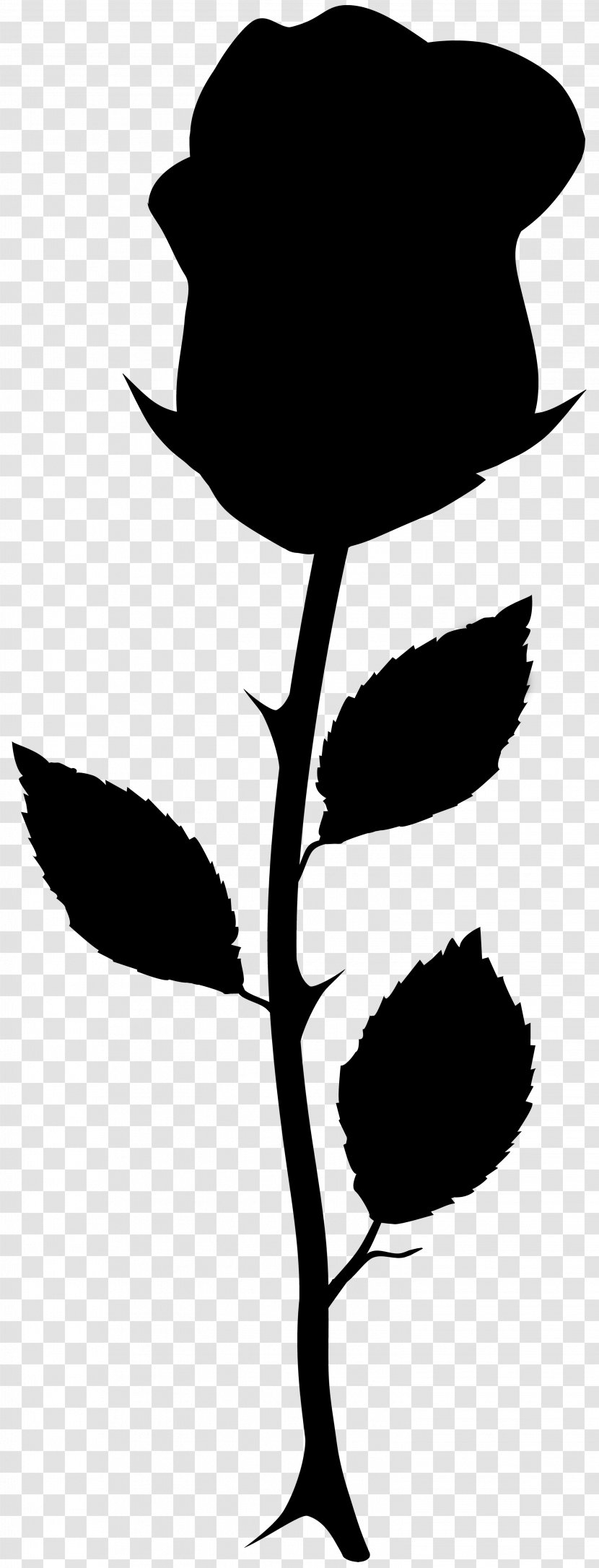 Clip Art Flower Plant Stem Leaf Silhouette - Flowering - Blackandwhite Transparent PNG