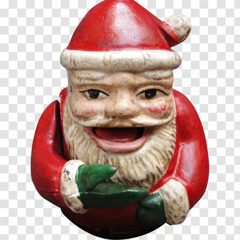 Santa Claus Mechanical Bank Christmas Cast Iron Garden Gnome Transparent PNG
