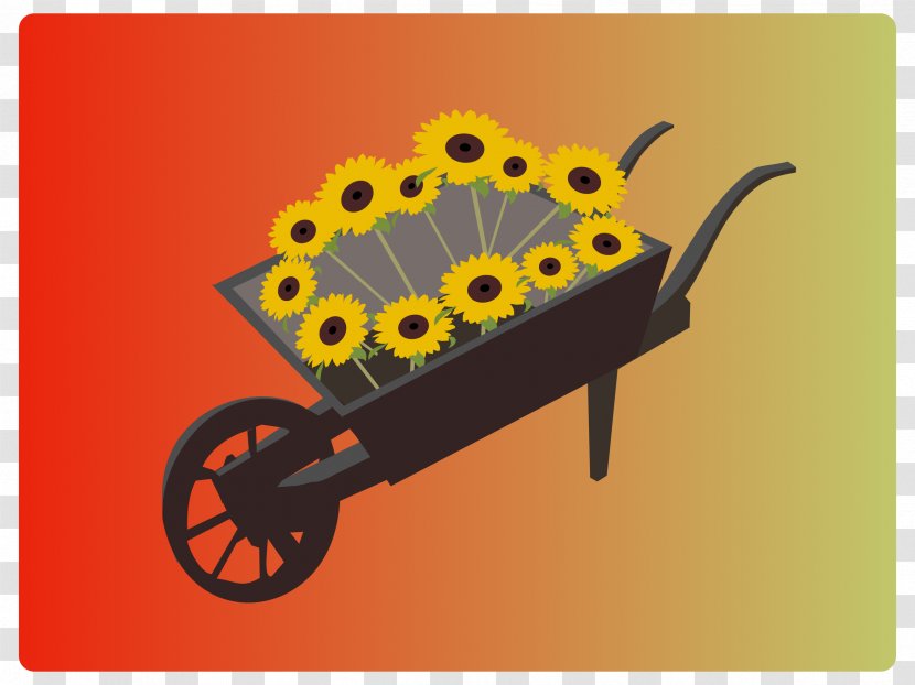 Wheelbarrow Cart Clip Art - Wheel - Sunflowers Transparent PNG