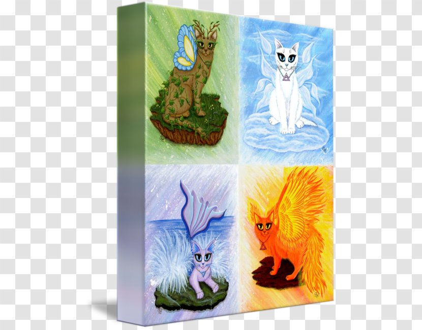 Cat Elemental Fairy Painting Animal - Earth Fire Water Air Transparent PNG