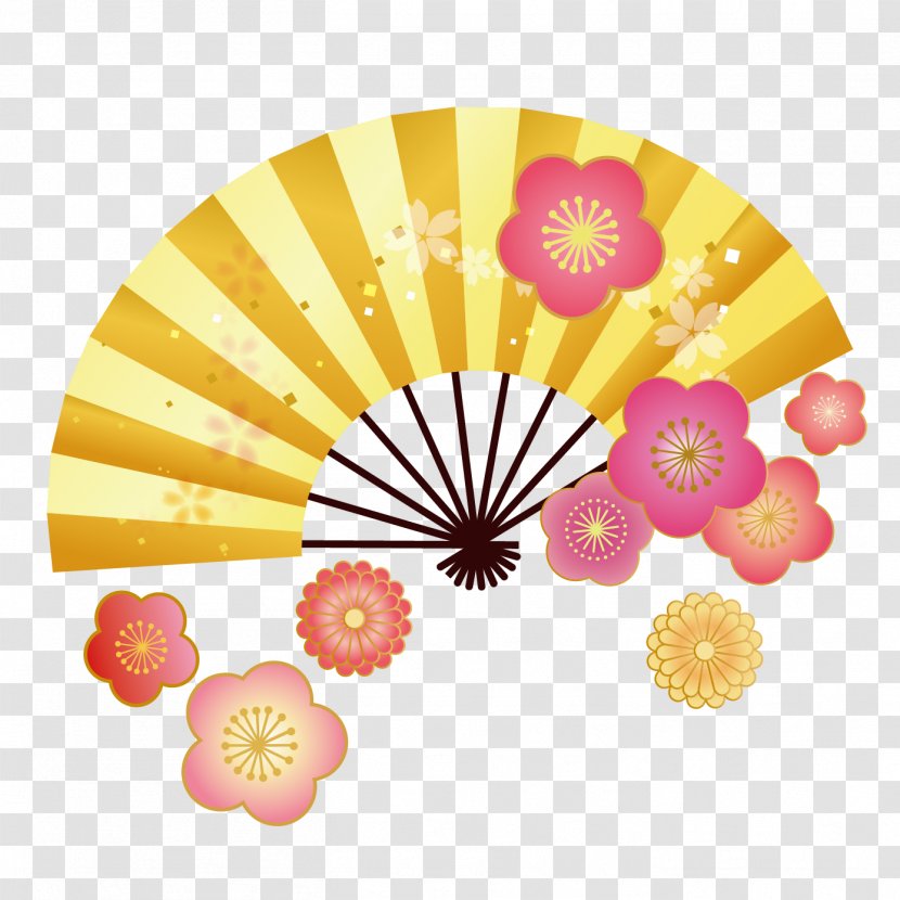 Zōni Osechi Christmas And Holiday Season Plum Blossom Hand Fan - Japanese Umbrella Transparent PNG