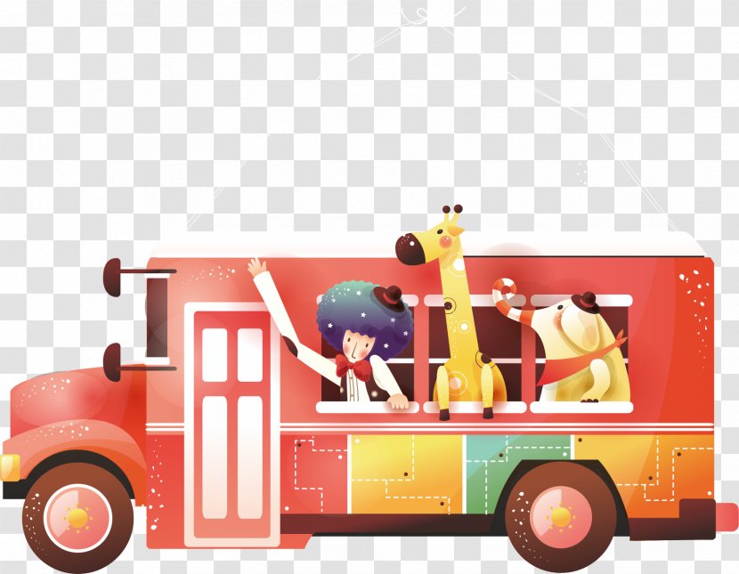 Child Cartoon Illustration - Mode Of Transport - Bus Transparent PNG