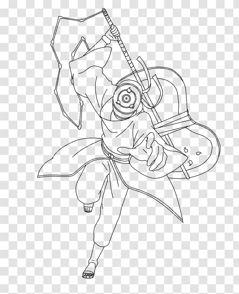 Obito Uchiha Line Art Naruto Uzumaki Drawing Sketch - Arm Transparent PNG