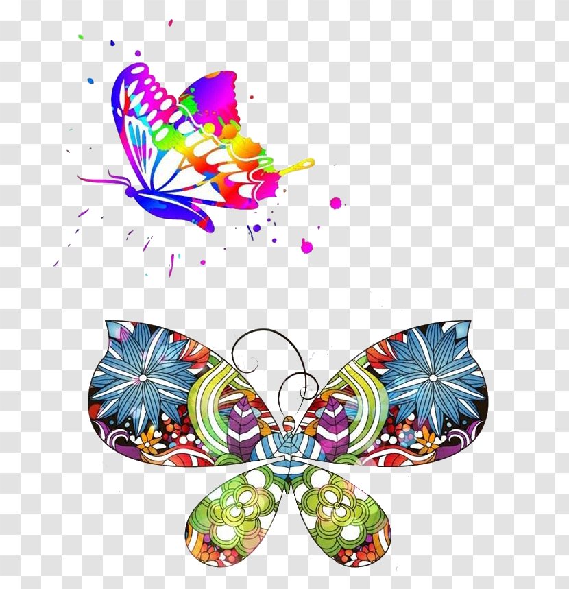 Butterfly Illustration - Pollinator - Colorful Diagram Transparent PNG