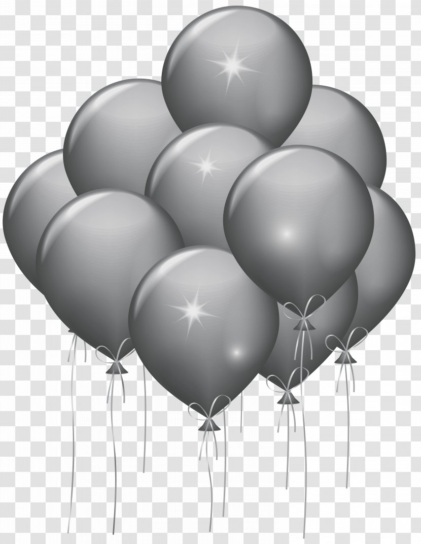 Balloon Party Gold Confetti Birthday - Silver Balloons Transparent Clip Art Image Transparent PNG