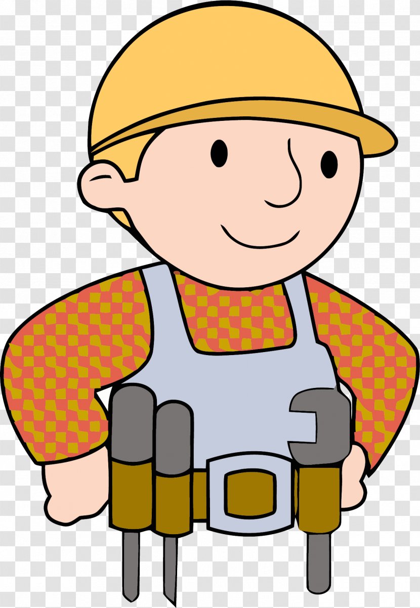 Cartoon Clip Art Construction Worker Yellow Male - Pleased - Headgear Transparent PNG