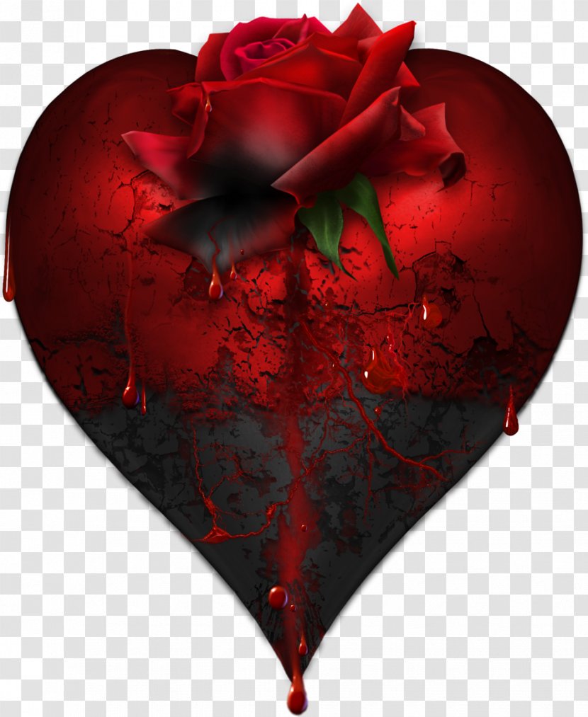Heart Rose Blood Bleeding - Watercolor - Gothic Transparent PNG