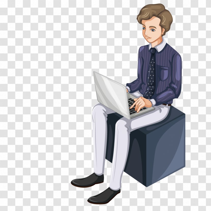 Profession Cartoon Illustration - Table - Man Sitting In The Box On Internet Transparent PNG