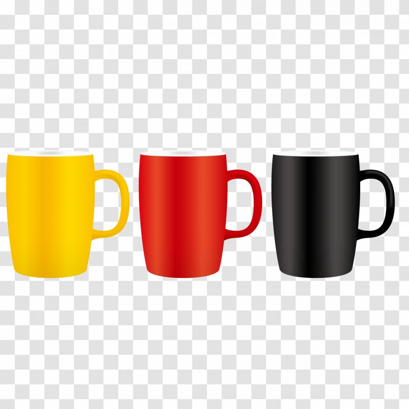 Coffee Cup Mug - Saucer - Three-color Mugs Transparent PNG