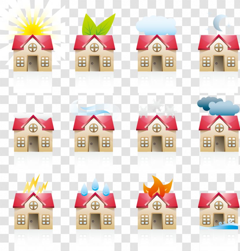 Euclidean Vector Icon - Preview - Model House A Variety Of Weather Transparent PNG