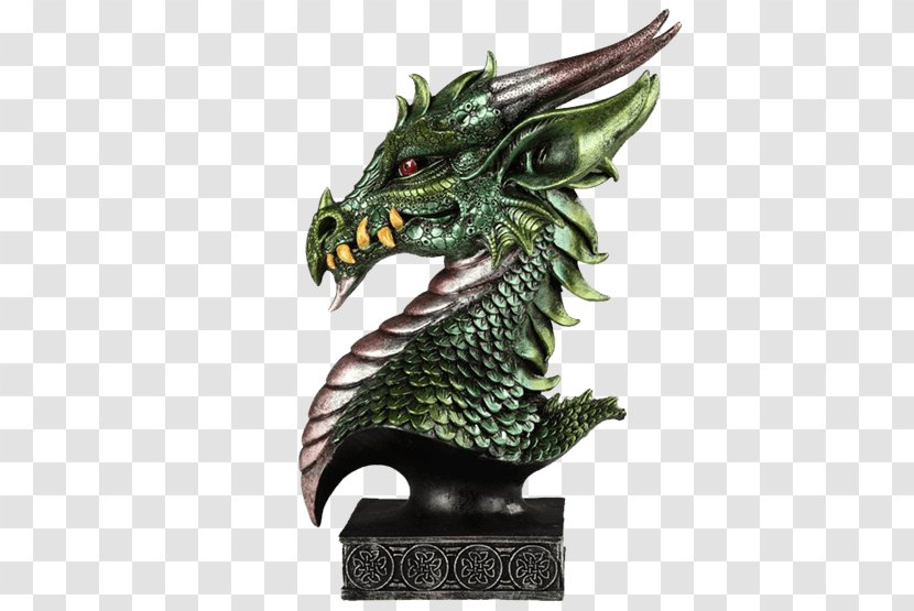 Green Sculpture Yellow Blue Statue - Feather - Dragon Face Transparent PNG