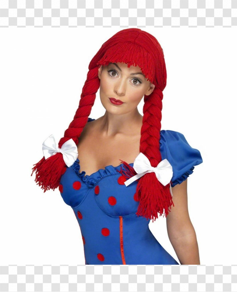 Raggedy Ann Rag Doll Wig Costume - Pigtail Transparent PNG
