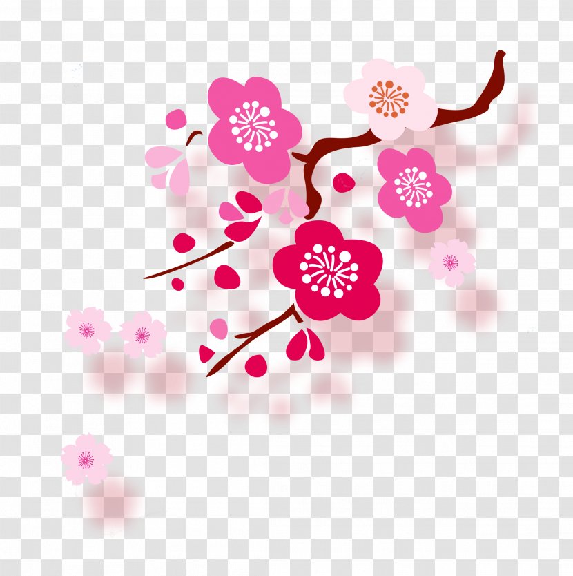 Plum Blossom Green - Coreldraw - Pink Branches Transparent PNG