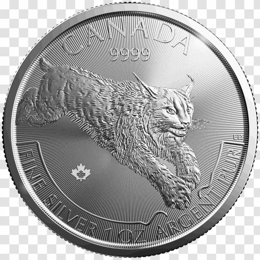 Lynx Canada Silver Coin Bullion - Black And White - Metal Coins Transparent PNG
