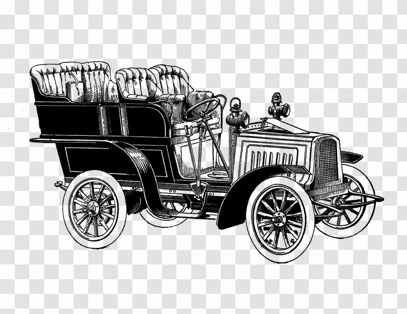 Antique Car Automotive Design Victorian Era Drawing - Black And White - Fire Engine Transparent PNG