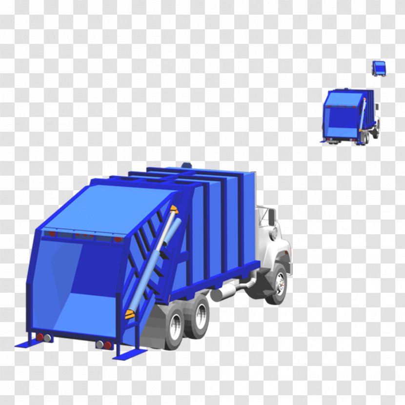 Motor Vehicle Garbage Truck Cargo - Free Blue Pull Material Transparent PNG