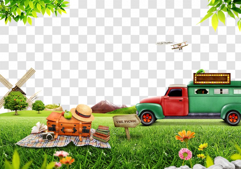 Boxes And Cars On The Grass - Picnic - Hiking Transparent PNG