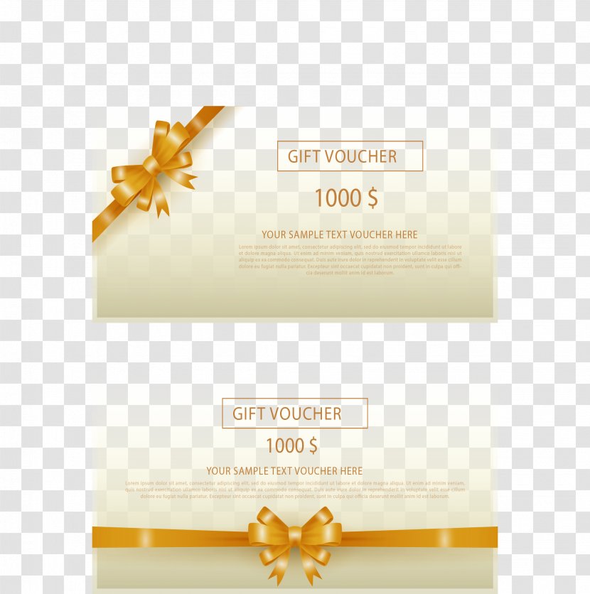 Gold Bow Decoration Gift Vouchers - Text Transparent PNG