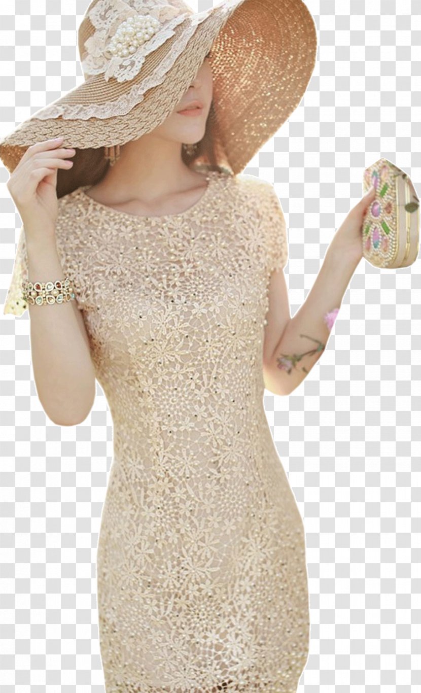 Sleeve Dress Crocheted Lace - Crochet - Menu Transparent PNG