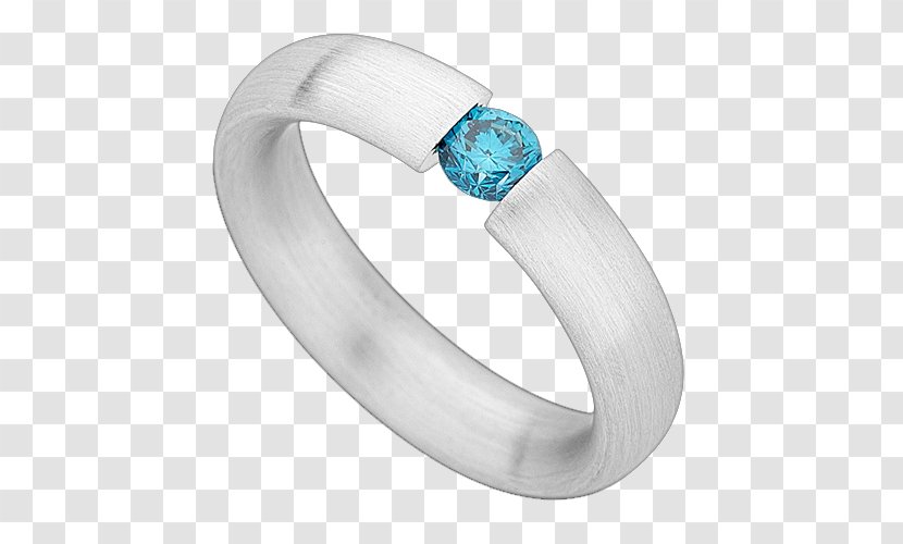 Turquoise Ring Blue Diamond Bezel - Silver - Round Light Emitting Transparent PNG