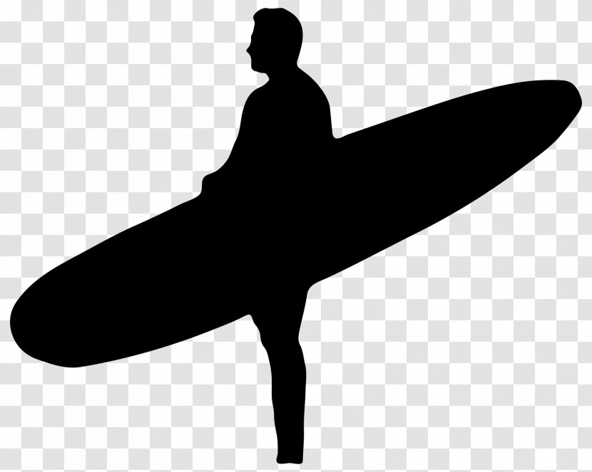 Silhouette Surfboard Surfing Clip Art - Black And White - Board Transparent PNG