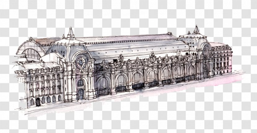 Musxe9e DOrsay Du Louvre Watercolor Painting Architecture - Structure - Hand-painted Church Transparent PNG