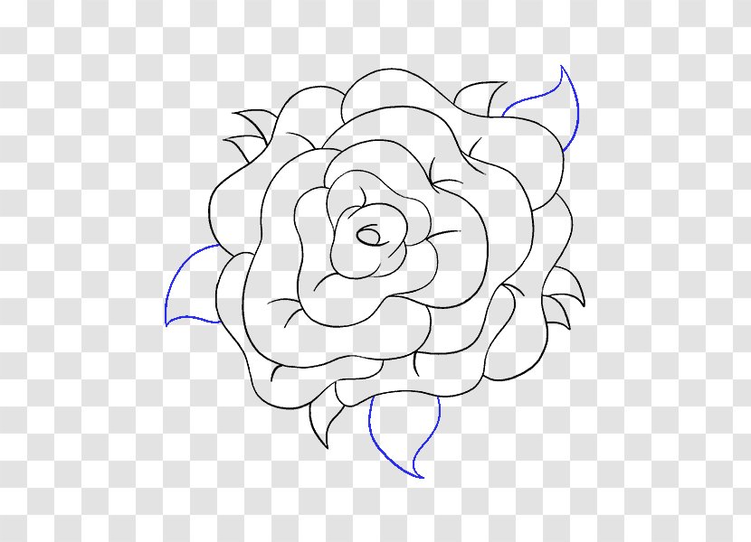 Drawing Line Art Clip - Flower - Drawn Rose Transparent PNG
