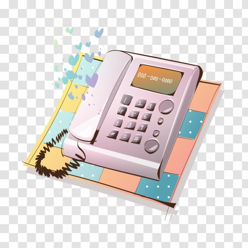 Home Appliance Cartoon Telephone - Corded Phone - Vector Landline Transparent PNG