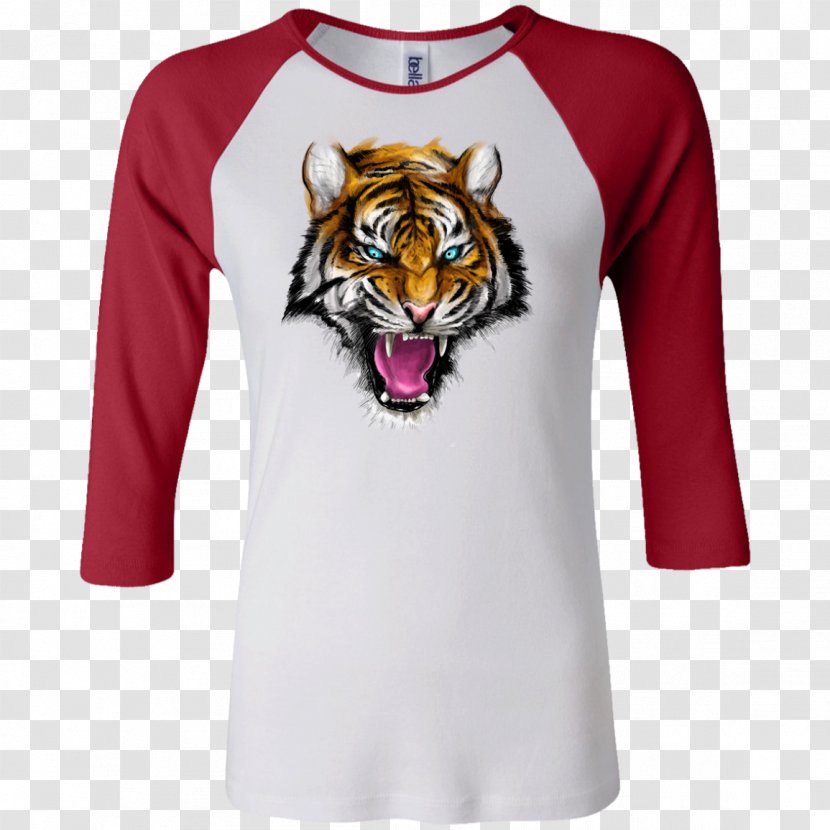 T-shirt Hoodie Raglan Sleeve - Neckline - Ferocious Tiger Transparent PNG