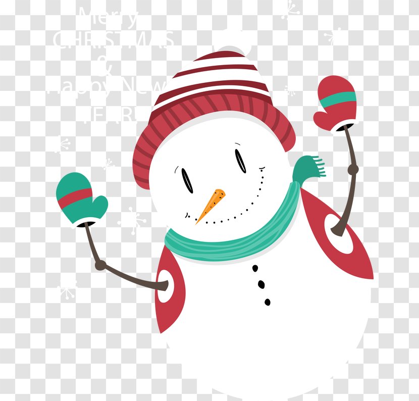 Christmas Card Greeting Snowman New Year - Vector Material Transparent PNG