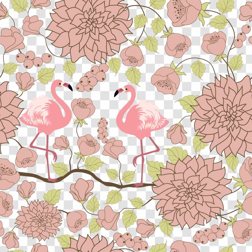 Greater Flamingo Pink Motif - Colored Pattern Background Transparent PNG