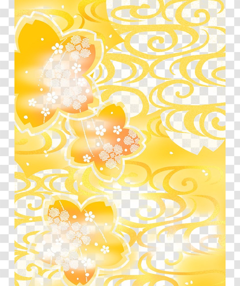 Japanese Cuisine - Sky - Yellow Cherry Flow Moire Transparent PNG