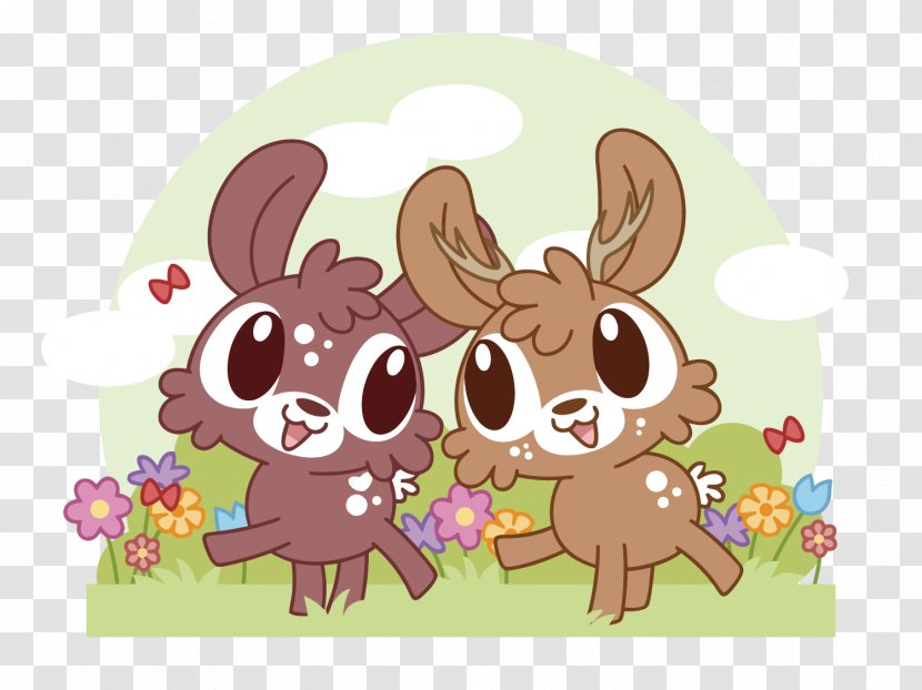Red Deer Reindeer Roe Illustration - Rabits And Hares - Vector Two Transparent PNG