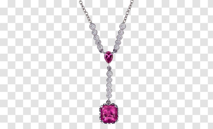 Amethyst Necklace Sapphire Jewellery Diamond - Platinum Transparent PNG