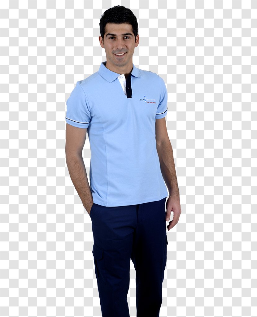 Polo Shirt T-shirt Sleeve Blue - Electric Transparent PNG