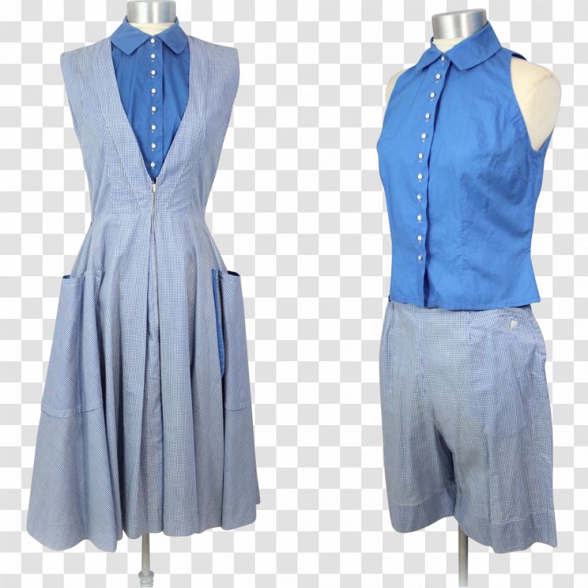 Clothing Dress Electric Blue Cobalt - Formal Wear - Gingham Transparent PNG